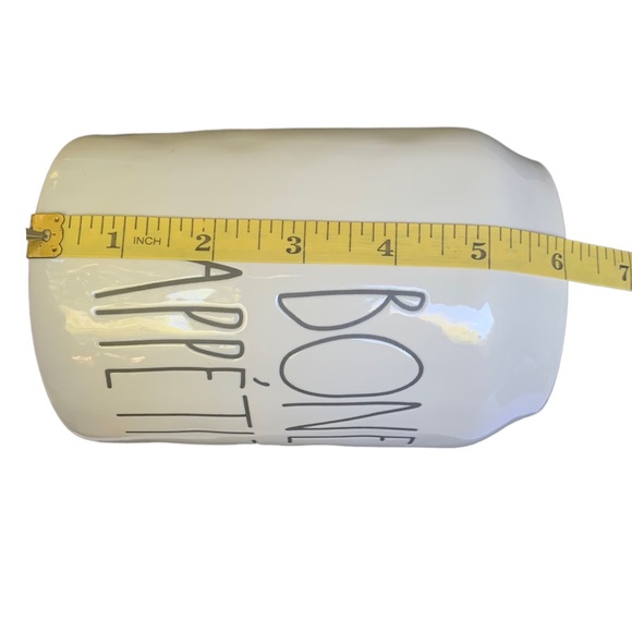 Rae Dunn BONE APPETIT Dog Treat Canister White Black Letters Dimples NWT 2017 OG - Picture 11 of 13